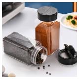 Bekith 16 Pack 9 oz Plastic Spice Jars with Black Cap, Plastic Spice Bottles Empty Seasoning Containers for Storing Spice, Herbs and Powders