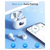 KTGEE Wireless Earbuds Bluetooth 5.3 Headphones, 40Hrs Playback Stereo Ear Buds with LED Display Charging Case IPX7 Waterproof in-Ear Earphones with Mic for Phone Tablet Laptop Sports, White