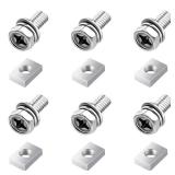 smseace 12Pack M6x16 304 Stainless Steel Battery Bolts and Nuts with Square Heads for ATV, Motorcycle and More