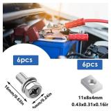 smseace 12Pack M6x16 304 Stainless Steel Battery Bolts and Nuts with Square Heads for ATV, Motorcycle and More