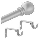 Authandis Silver Curtain Rods for Windows with Brackets,5/8 Inch Diameter Small Window Curtain Rod Adjustable 32 to 48 Inches,Easy Install Drapery Rods,Gray