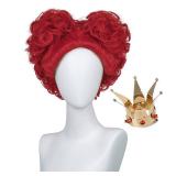 SL Red Heart Cosplay Wig for Women Girls Short Curly Halloween Anime Cosplay Party Wig One Size