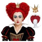SL Red Heart Cosplay Wig for Women Girls Short Curly Halloween Anime Cosplay Party Wig One Size