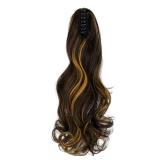 Mitrygreen Claw Clip Ponytail Extension 18 Clip in Wavy Ponytail Hair Extensions Long Pony Tails for Women Extensions Dark Brown Mix Ginger Wave Hairpiece