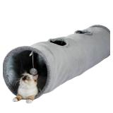 PAWZ Road Cat Tunnel 51 Inches Long Cat Toys Collapsible Tunnel 12 Inches in Diameter Large Cats Tube for Big Cats,Rabbits and Puppy- Large