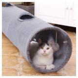 PAWZ Road Cat Tunnel 51 Inches Long Cat Toys Collapsible Tunnel 12 Inches in Diameter Large Cats Tube for Big Cats,Rabbits and Puppy- Large