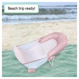 Ingenuity Foldaway 2-Position Bather, 2-Position Adjustable Support Baby Bath seat for Sink or Bathtub, Ages 0-6 Months, up to 20 pounds, Pink