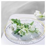 Hioasis 60pcs Clear Plastic Plates - Gold Rimmed Disposable, Hammered, Heavy-duty Dinnerware Set Suitable for 30 Guests, 10.25 Dinner & 7.5 Dessert Plates for Party & Wedding