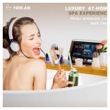 Yirilan Premium Bamboo Bathtub Tray Caddy - Expandable Bath Tray - Fits Most Bathtubs