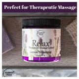 Relax Therapeutic Massage Lotion All Natural Enriched with Lavender & Peppermint Essential Oils Perfect for Massage Therapy - Massage Cream for Full Body Massage - Brookethorne Naturals 8oz