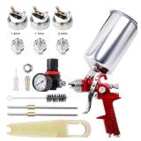 BANG4BUCK High Performance HVLP Gravity Feed Spray Gun with 1.4mm 1.7mm 2.5mm Fluid Tips, 1000cc Aluminum Cup for Auto Paint, Primer, Clear/Top Coat & Touch-Up