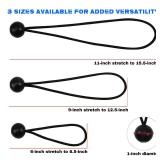 XSTRAP STANDARD 24 Pieces Multisize Ball Bungee Cords with Elastic String for Canopy, Tarp, Straps, Tent and Wires, 6, 9, 11 Inch Tarp Canopy Bungee Balls, Black