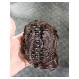Curly Wavy Messy Bun Hair piece Easy Updo Extensions Claw Clips for Women Girls Dark Brown, Natural Fake Wig Tie Headpiece Chestnut Chocolate