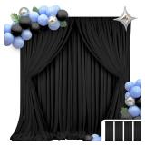 4 Panels Black Backdrop Curtains for Parties, 5ft x 10ft Polyester Black Backdrop Background Panels with Rod Pockets,Photography Backdrop Drapes for Party Ceremony Wedding Window Decorations(4Pcs)