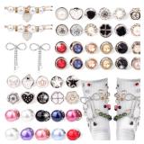 Juome Charms for Socks Shoe Sneakers - 48Pcs Sock Jewelry Charms Pins Kit, Gold Silver Junk Socks Charms Safety Pin, Bling Designer Pearl Brooch Pins for Womens Socks Shoes Decoration