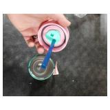 Owala Kids Insulation Stainless Steel Tumbler with Spill Resistant Flexible Straw, Easy to Clean, Kids Water Bottle, Great for Travel, Dishwasher Safe, 12 Oz, Pink and Teal (Real Cool Fish)