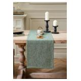 ZeeMart Burlap Style Table Runner 14x72in Green