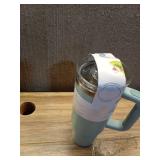 Cirkul 30oz Travel StrawSip Double-Wall Insulated Stainless Steel Tumbler with Handle  Azure Shimmer (Light Teal Sparkle)