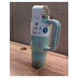 Cirkul 30oz Travel StrawSip Double-Wall Insulated Stainless Steel Tumbler with Handle  Azure Shimmer (Light Teal Sparkle)