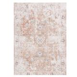 SAFAVIEH Baltimore Dimas Distressed Polyester Machine Washable Area Rug  Ivory/Rust  9  x 12 - Retail: $216
