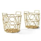 Better Homes & Gardens Medium Poly Rattan Open Weave Storage Basket with Handles  2-Piece Set