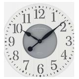 Indoor Round 23.5\" White and Gray Arabic Wainscot Farmhouse Analog Wall Clock (Parts only) - Retail: $67
