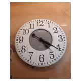 Indoor Round 23.5\" White and Gray Arabic Wainscot Farmhouse Analog Wall Clock (Parts only) - Retail: $67