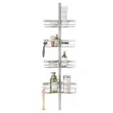 Zenna Home4-Tier Tension Pole Shower Caddy in Satin Nickel