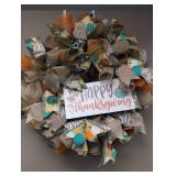 Thanksgiving Burlap Mesh Wreath 18 inch