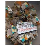 Thanksgiving Burlap Mesh Wreath 18 inch