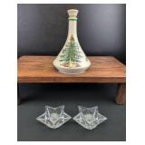 Spode Christmas Tree Liquor Decanter with Star Candle Holders Set
