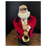 Animated Saxophone Playing Santa with Sunglasses