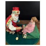Clothtique Santa and Child Christmas Scene