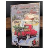 Red Truck Christmas Holiday Sign 8x12