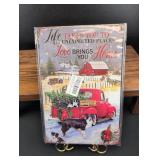 Red Truck Christmas Holiday Sign 8x12