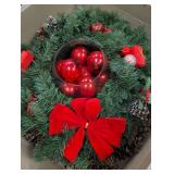 Traditional Christmas Wreath with Red Ornaments