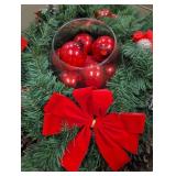 Traditional Christmas Wreath with Red Ornaments