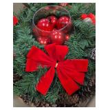 Traditional Christmas Wreath with Red Ornaments