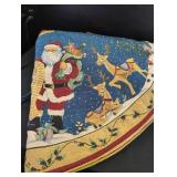 Christmas Tree Skirt with Santa and Reindeer Design