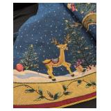 Christmas Tree Skirt with Santa and Reindeer Design
