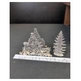 Pewter Winter Forest Scene with Deer