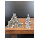Pewter Winter Forest Scene with Deer