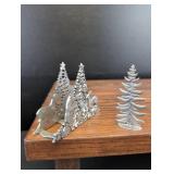 Pewter Winter Forest Scene with Deer