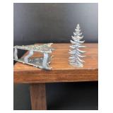 Pewter Winter Forest Scene with Deer