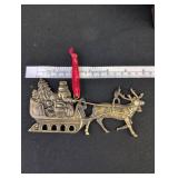 Brass Horse-Drawn Sleigh Christmas Ornament