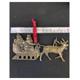 Brass Horse-Drawn Sleigh Christmas Ornament