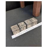 Pewter Christmas NOEL Decorative Blocks