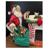 Possible Dreams Santa with Fireplace and Cat Figurine