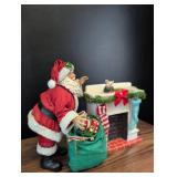 Possible Dreams Santa with Fireplace and Cat Figurine