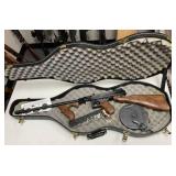 Thompson 1927-A1  .45 caliber semi-auto Tommy Gun with custom hand stitched case and drum magazine